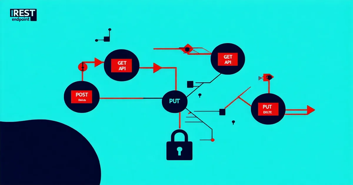 Abstract REST API endpoint diagram with security probes